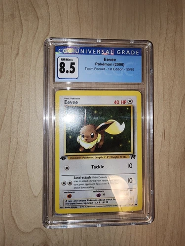 CGC 8.5 NM/MINT+ Eevee 55/82 Team Rocket 1st Edition 2000 Pokemon Card Non-Holo