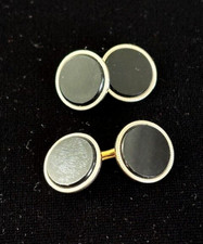 VTG Signed D B CORRECT 1/20 12K Gold Filled Black Onyx DBL Sided Cuff Links PR