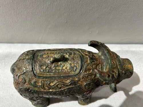 Antique Ancient Bronze Western Zhou ox wine vessel - Picture 2 of 6