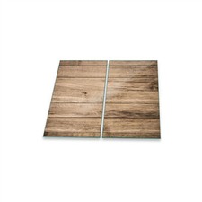 Herdabdeckplatte Ceran 2-teilig 2x30x52 Holz Braun Abdeckung Glas Spritzschutz
