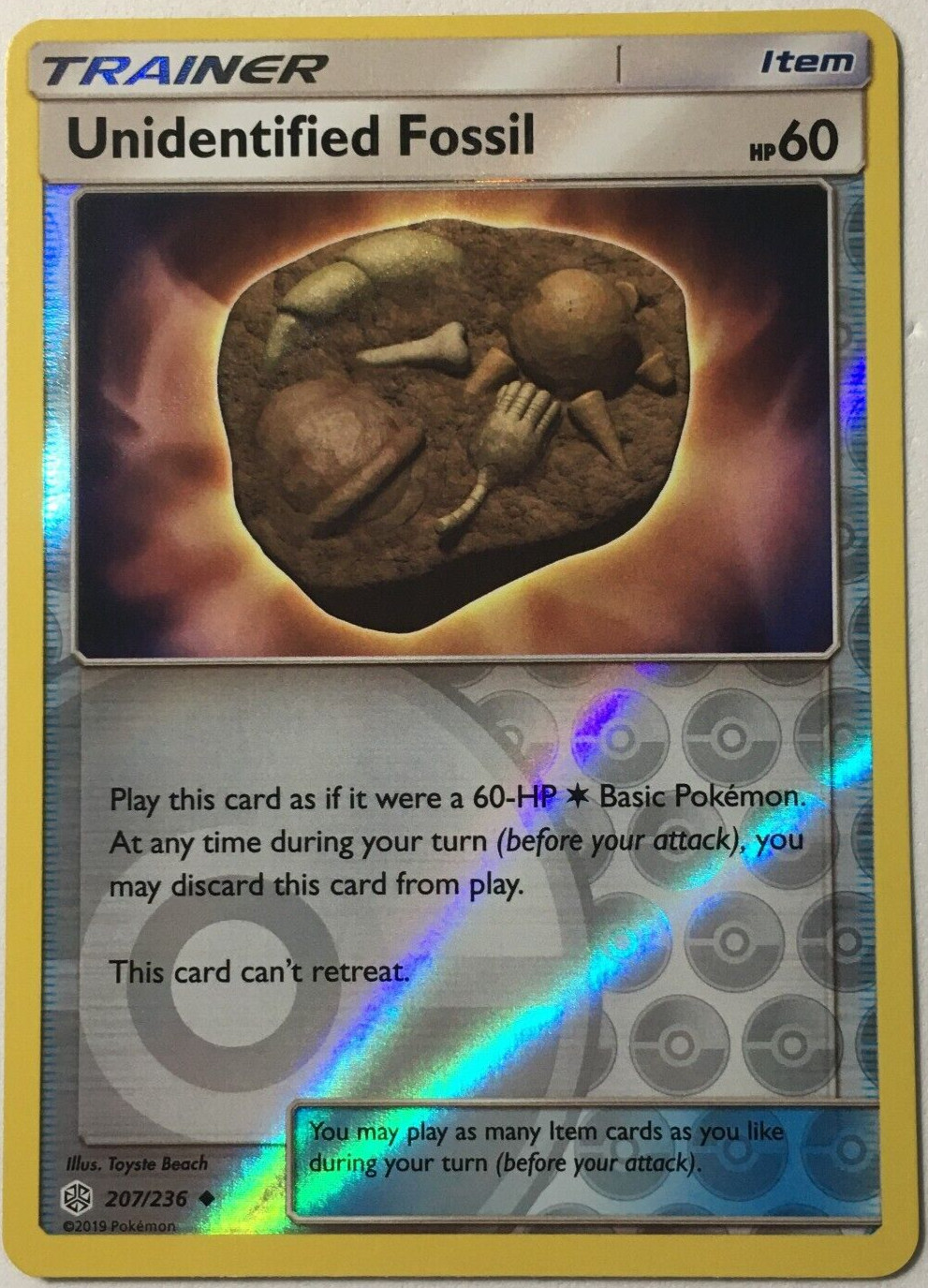 Pokemon - UNIDENTIFIED FOSSIL 207/236 - Reverse Holo - Cosmic Eclipse - NM/M