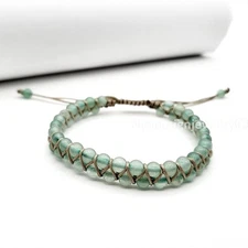 4mm Aventurine Natural Gemstone Handmade Double Layer Macrame Bracelet Knotting