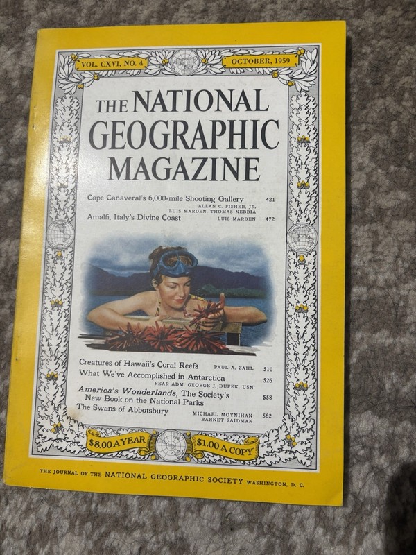 1959 National Geographic Magazine OCT 1959 HAWAII'S CORAL REEFS and AMALFI ITALY