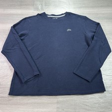 Lacoste Sleepwear Shirt Mens XL Navy Waffle Knit Long Sleeve Lounge Top