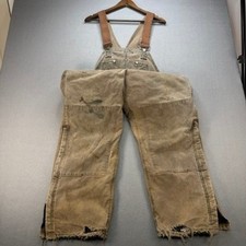 VTG Carhartt Quilt Lined Duck Bib Overalls FIT 40x27 Brown Double Knee Workwear