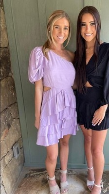 Do+Be Women s Lavender One Shoulder Mini Dress Puff Sleeve Sizes M  NWT