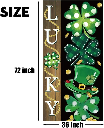 St Patricks Day Decorations Irish Shamrock Door Cover Saint Green - Picture 2 of 5