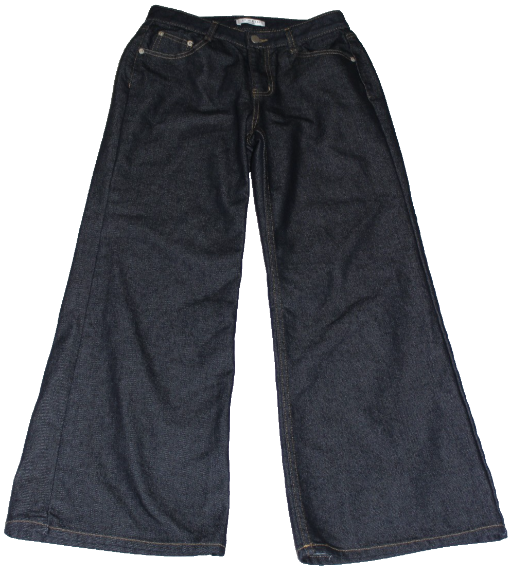 VTG Lewkin Women's Jeans Size M Blue Wide Leg Baggy Bootcut Y2K Made in Korea