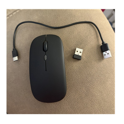 Dual-Mode Slim Wireless Optical Mouse USB Type-C Rechargeable Scroll Wheel Black