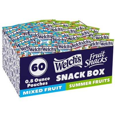Welch's Fruit Snacks, Mixed & Summer 0.8 Ounce (Pack of 60), Variety 