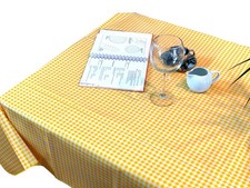 Alux Gingham Oilcloth Tablecloth - Yellow - Plastic Vinyl PVC - Mantel de Pla...