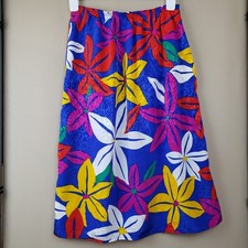 Vintage 90s Midi Skirt Size Medium Floral Bold Colorful Fun Matte  Shiny USA