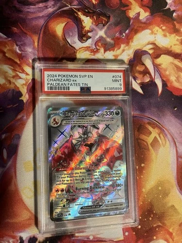 2024 Pokemon SVP EN Paldean Fates Tin #074 Charizard ex Gem Mint PSA 9