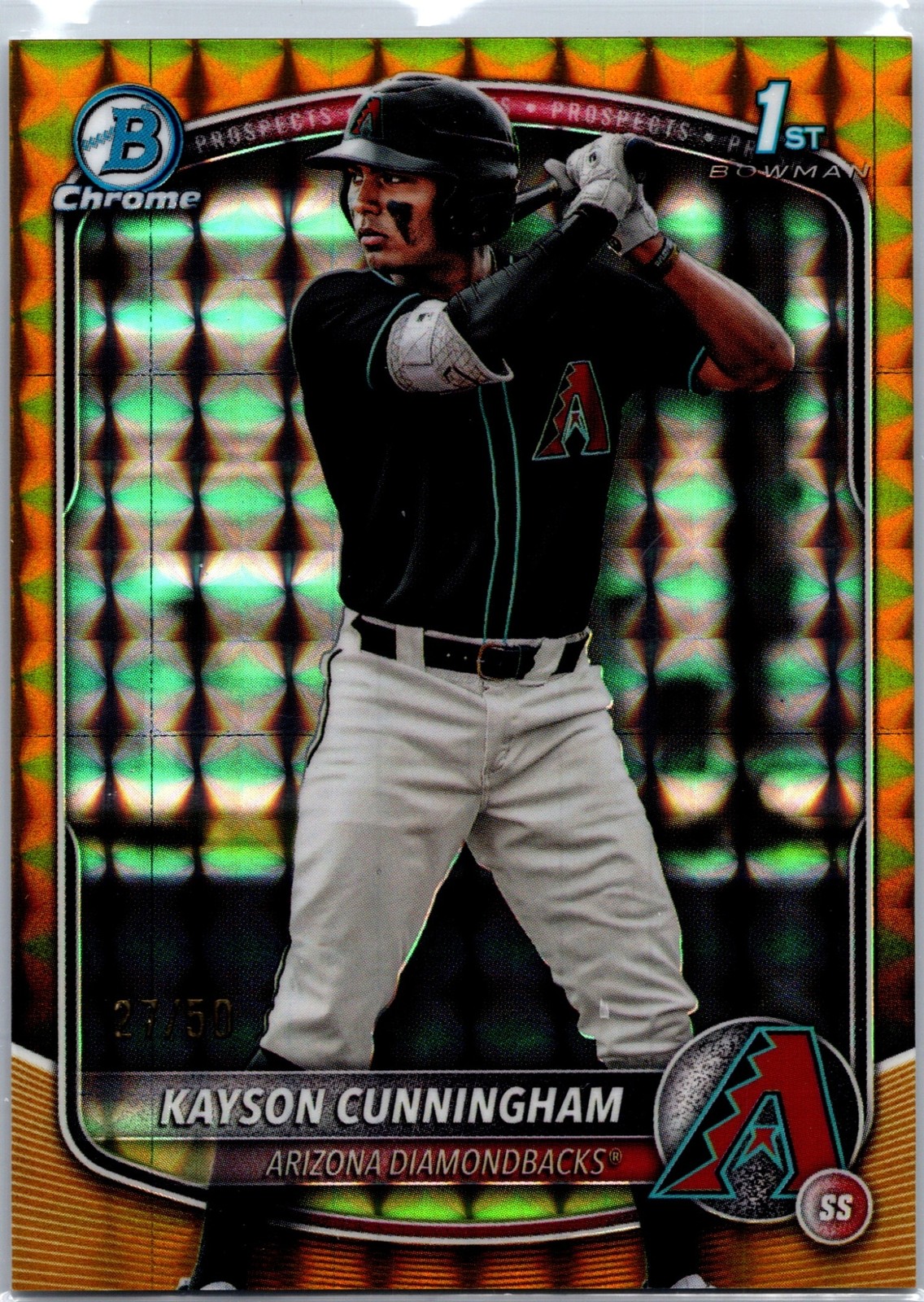 2025 Bowman Draft Kayson Cunningham #BDC-84 Chrome Gold Geometric Refractor /50