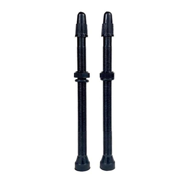 Hold Fast 80mm Tubeless Presta Valve Stem Pair - Black Alloy, Removable Valve
