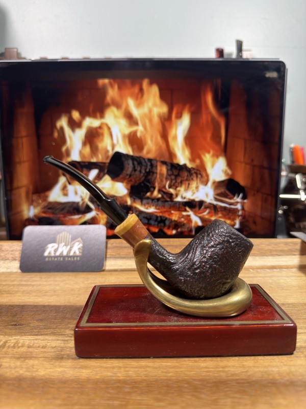 W.O. Larsen Estate Pipe 125th Anniversary Briar Bowl Horn Stem W/ Insert Denmark