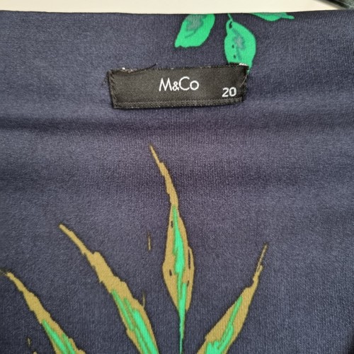 M&Co Wrap Front Dress Blue Green Floral Print Flattering UK20 Bust 40" - Picture 6 of 8