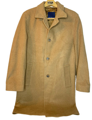 MCNEAL Men's Wool Blend Overcoat Jacket Camel Tan Single Breasted Coat Size M?