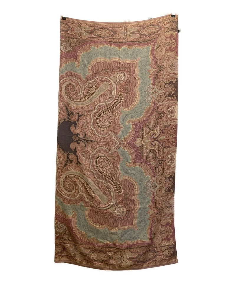 ETRO Bufanda Grande Chal 130cm 51′′ Cuadrado Cachemira Seda Paisley Rojo Multicolor Foto 3 de 4