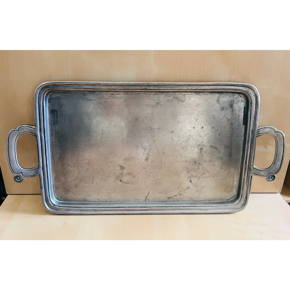 Bandeja de peltre vintage Labrazel Italia EPU 109 pesada doble mango 13” x 6,5” baño Foto 3 de 4