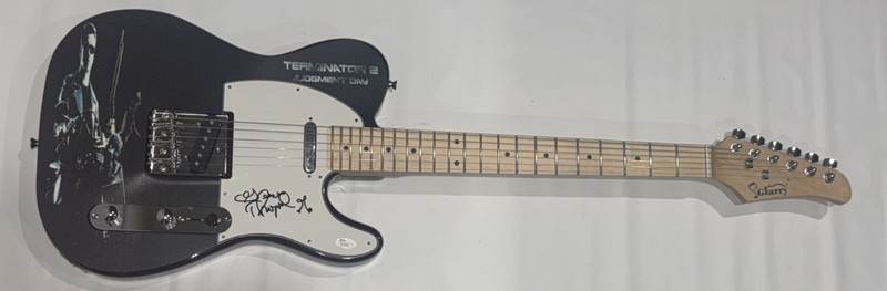 GEORGE THOROGOOD SIGNED CUSTOM TERMINATOR 2 BAD TO THE BONE GUITAR JSA COA
