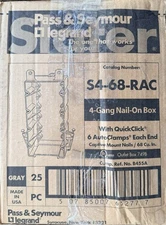Pass & Seymour S4-68-RAC (25 PCS) 4-Gang Nail-On Plastic Outlet Boxes