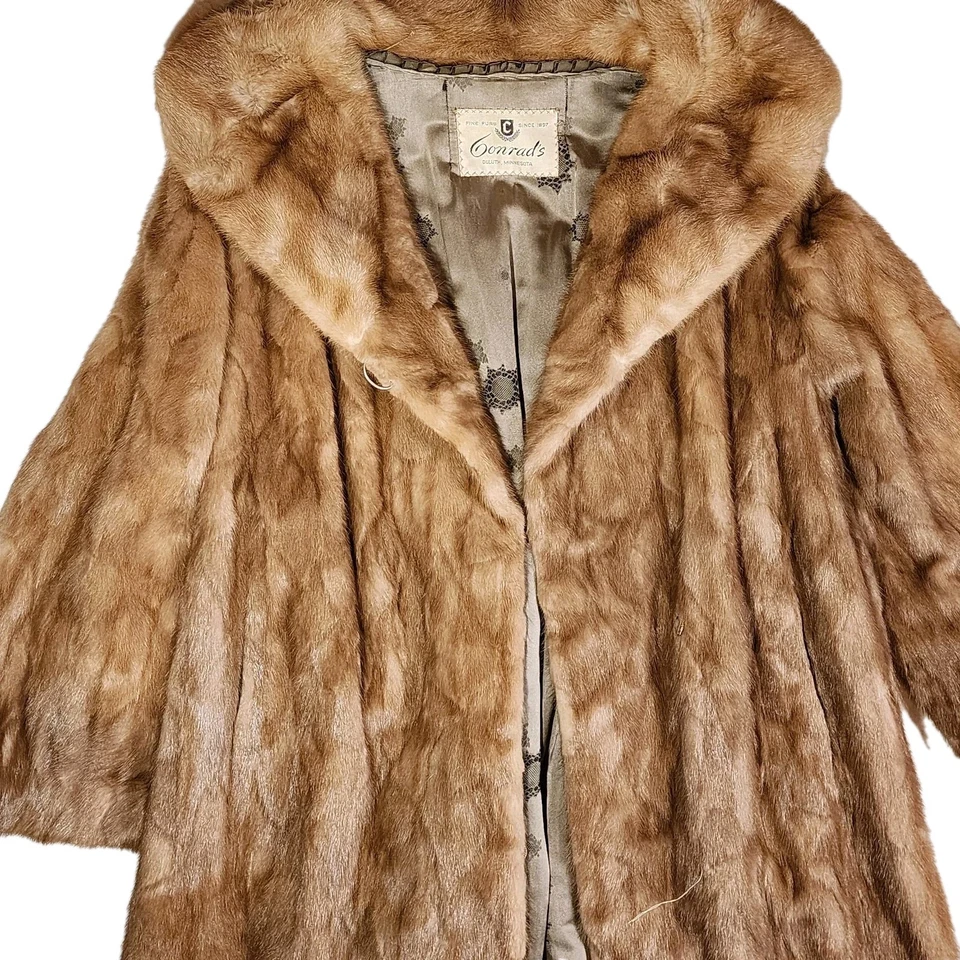 Abrigo de piel de visón vintage - Abrigo de mapache marrón raro de Conrad - 42 R Foto 2 de 4