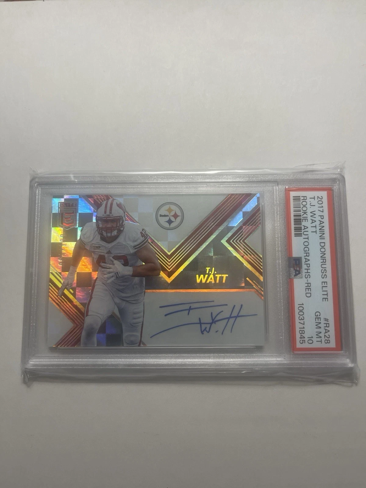 TJ Watt Panini Donruss Elite Rookie Autographs #RA28 Red