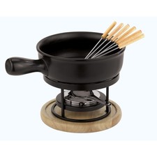 World Cuisine 4131100 11 Piece Ceramic Cheese Fondue Set