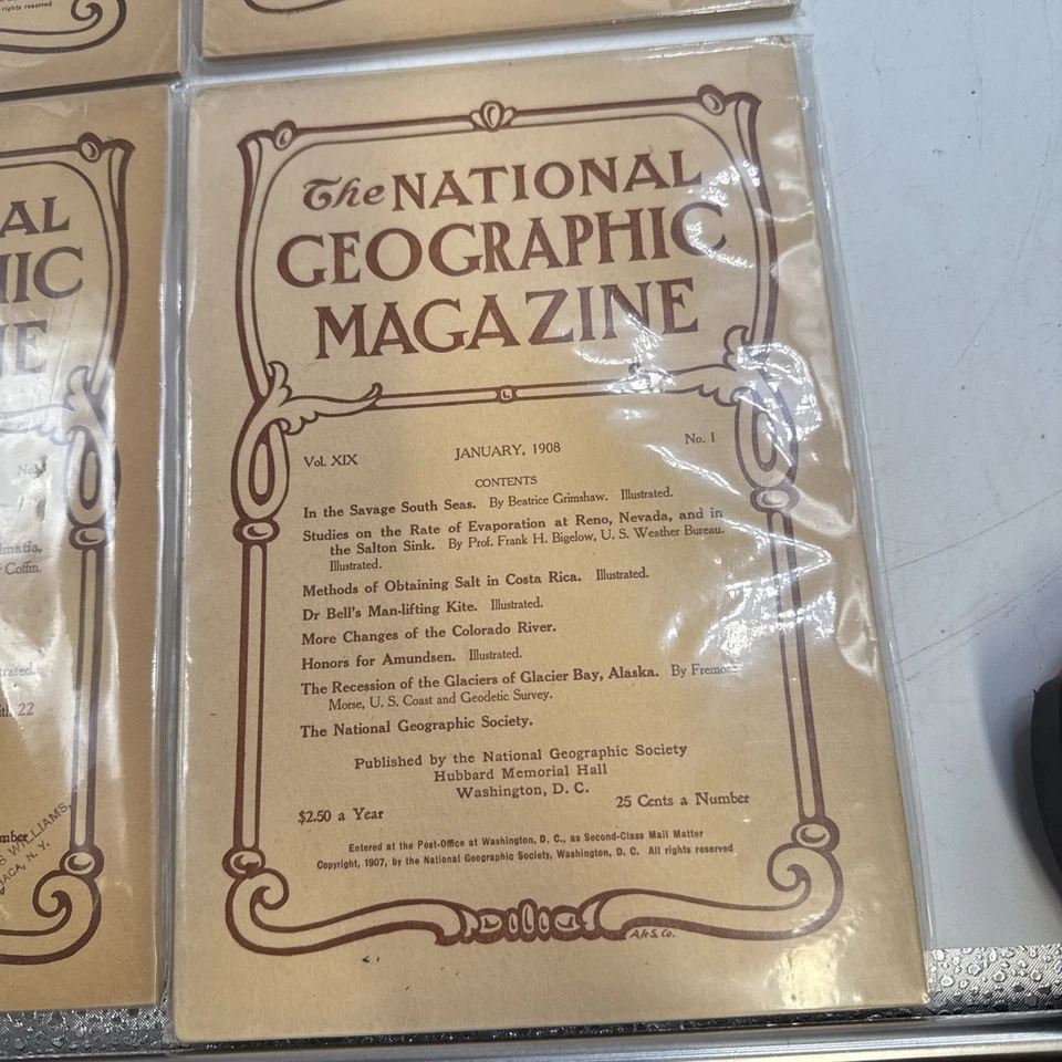 NATIONAL GEOGRAPHIC 1908 Lot Of  9 Of The 12 Months. Missing #2feb/#3mar/#4april - Image 2 of 4