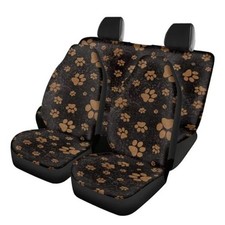 4 Pcs Pattern Car Seat Covers Protectors, Full Set of Front Back Brown Dog Paw