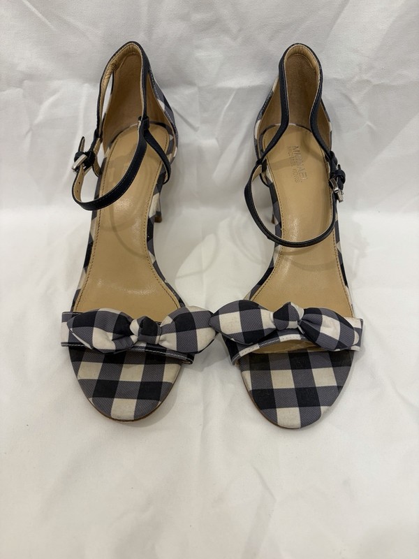 Michael Kors Women's Gingham Bow Ankle Strap Buckle Stiletto Heel 7M