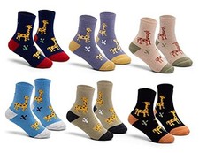 Boys Winter Socks Kids Warm Crew Socks Thermal 8-10 Years Mix 6 Pairs Giraffes