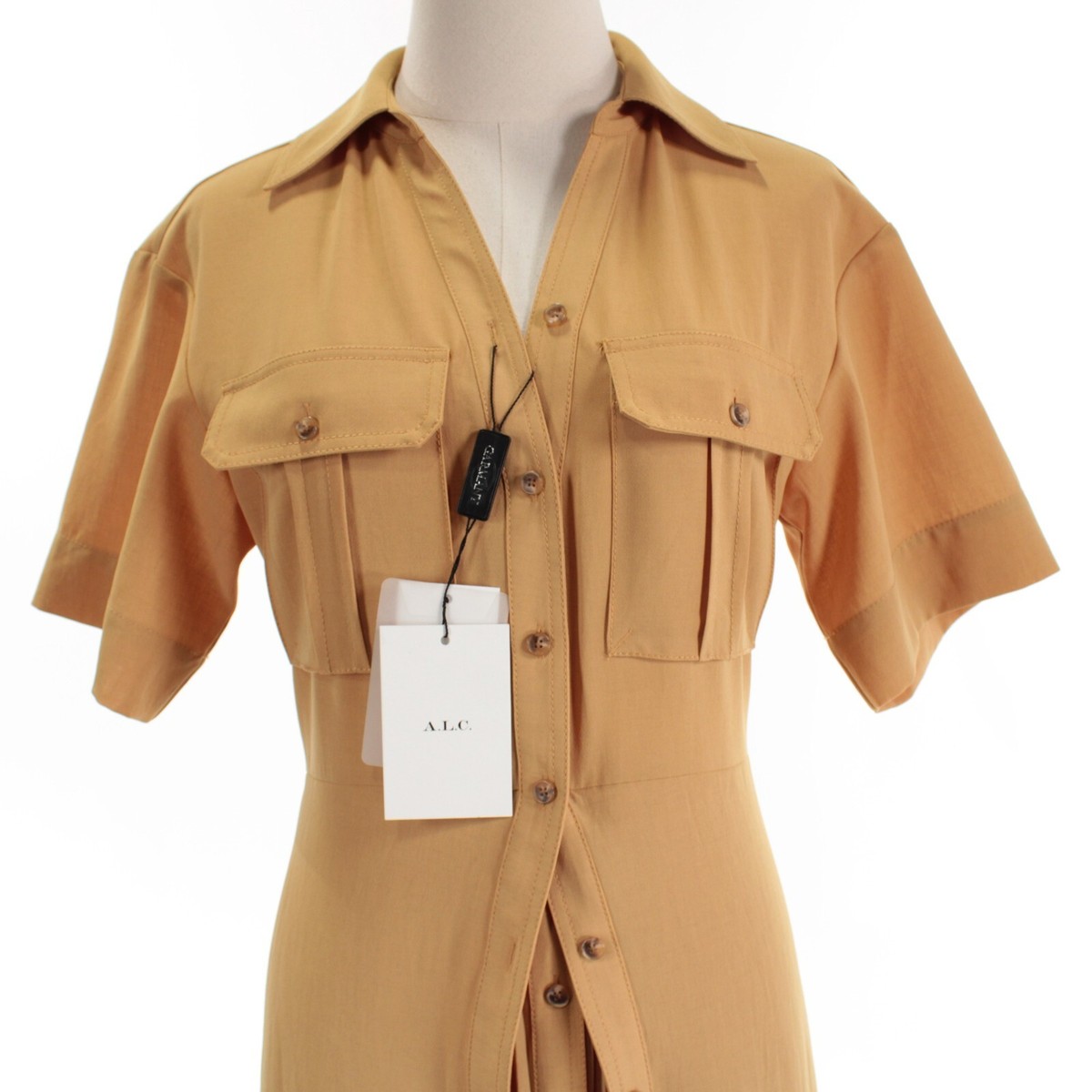 alc florence pleated midi dress A.L.C. NWT Florence Peek-A-Boo Pleated Midi Dress Size 6 in Raffia Yellow  Poly