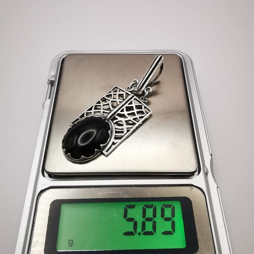 Colgante Vintage Plata de Ley 925 con Ágata Negra, Joyería Mujer’s - Imagen 6 de 6