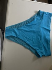 AERIE Women's HIGH CUT Cheeky Bikini Bottom BLUE SIZE L