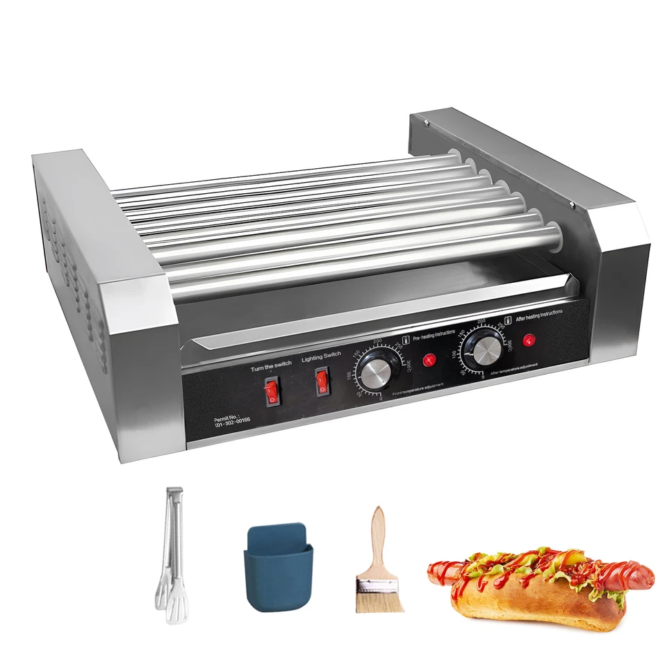 Griglia Hot Dog 1200W 7 Rulli Griglia Macchina, Rullo Hot Dog Elettrico Commerciale - Immagine 3 di 4