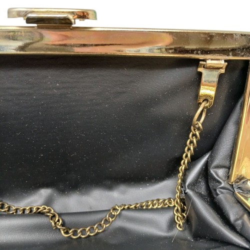 Gold Tone Vintage Clutch Purse With Chain Strap & Kiss Lock #D4 - Picture 3 of 11