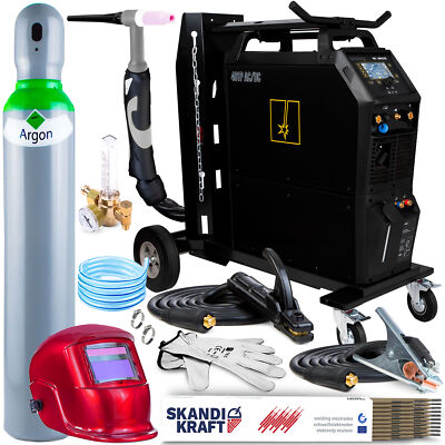 Profi Alu Schweißgerät WIG AC DC mit 400A, Kühler, Fernbedienung usw. - Set Gas