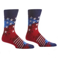 Yo Sox Men's Crew Socks Red White Blue Stars and Stripes Patriotic Footwear