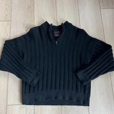 VTG Demeter Men’s Large Ski Sweater Vintage AMAZING! BLACK  Quarter Zip SMALL