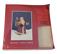 Vintage Christmas Cards By Cleo Box Of 20 & Envelopes Santa In Snow Red