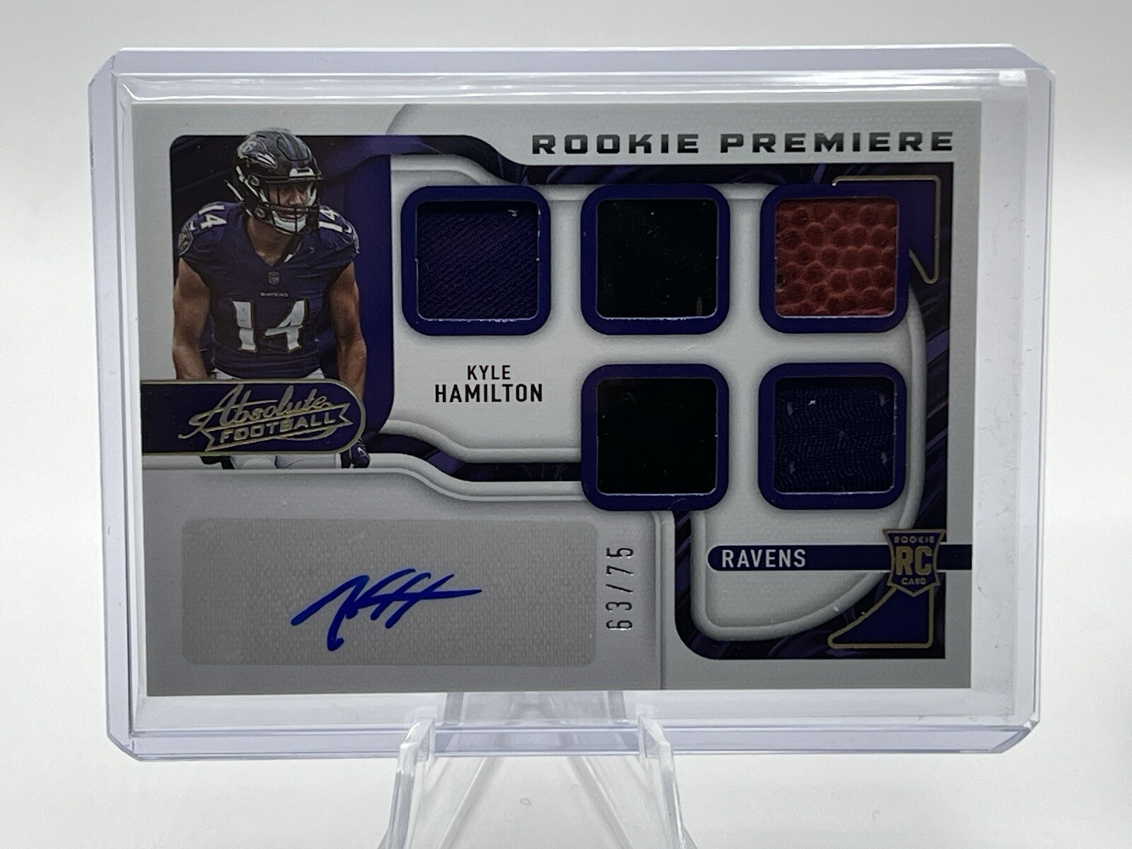 Kyle Hamilton Panini Absolute #211 Material Autograph Five