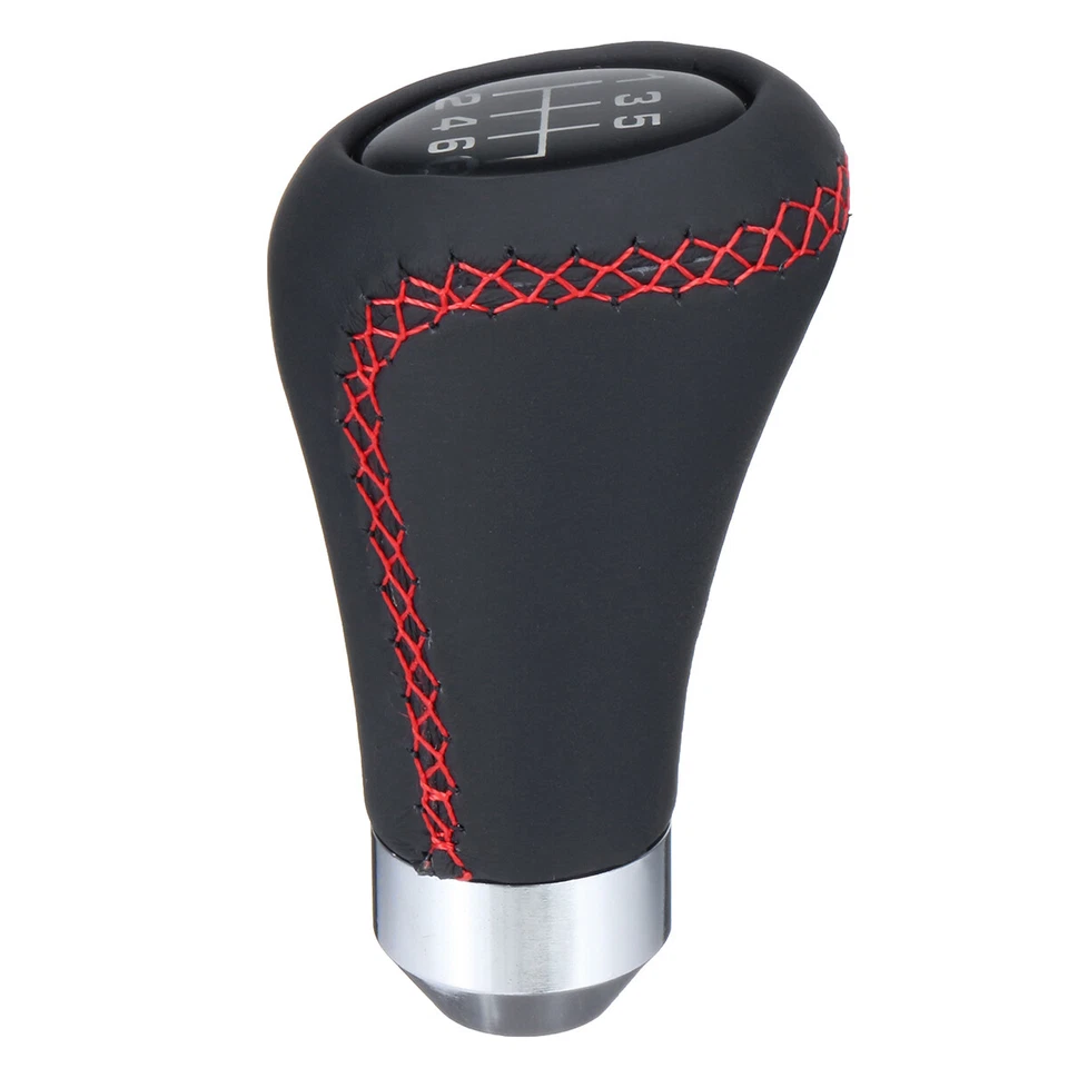 6 Speed Universal Manual Leather Gear Stick Shift Knob Shifter Lever Black&Red - Image 3 of 4