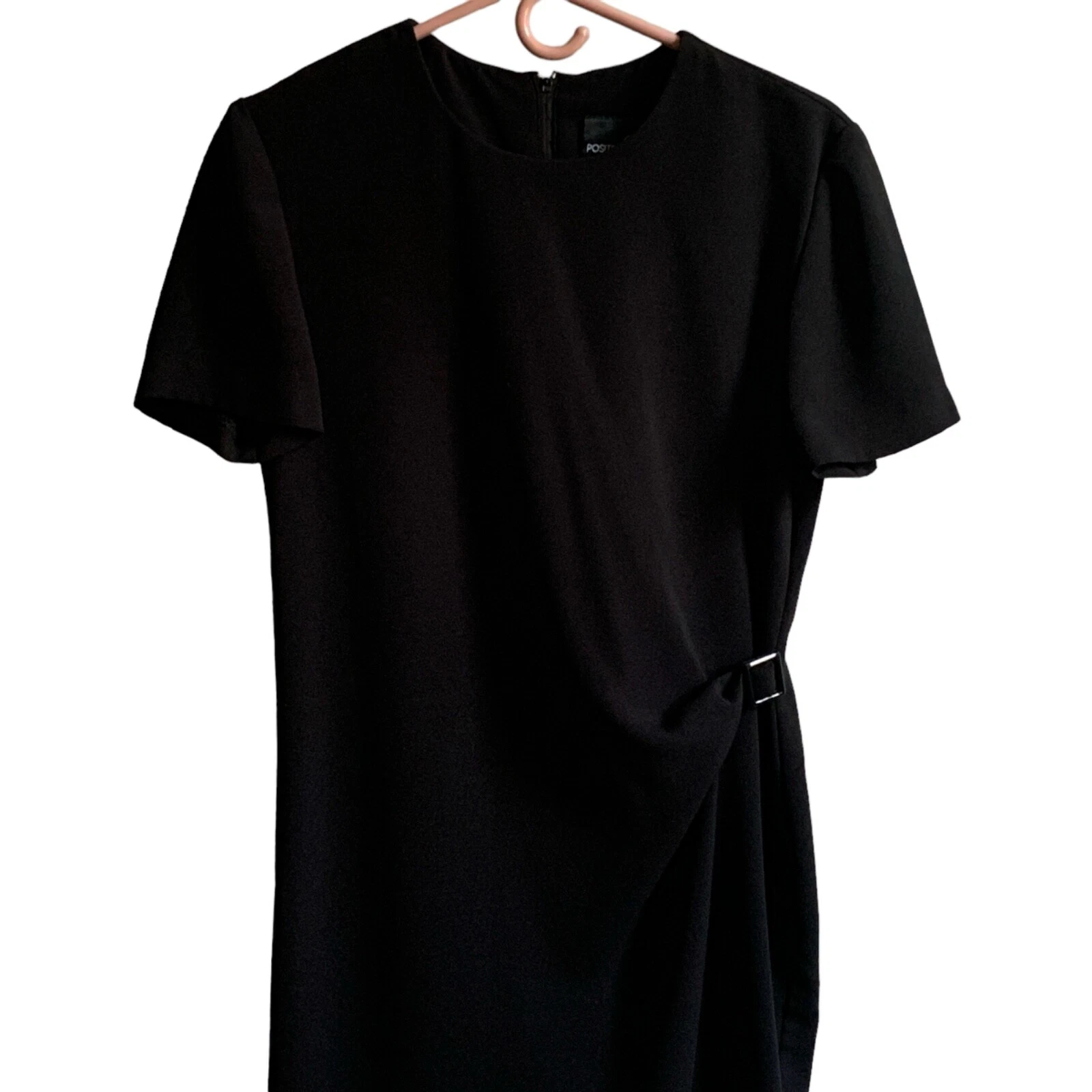 VETEMENTS Abito Positive Attitude TAGLIA 10 nero vita raccolta ufficio lunghezza ginocchio USA