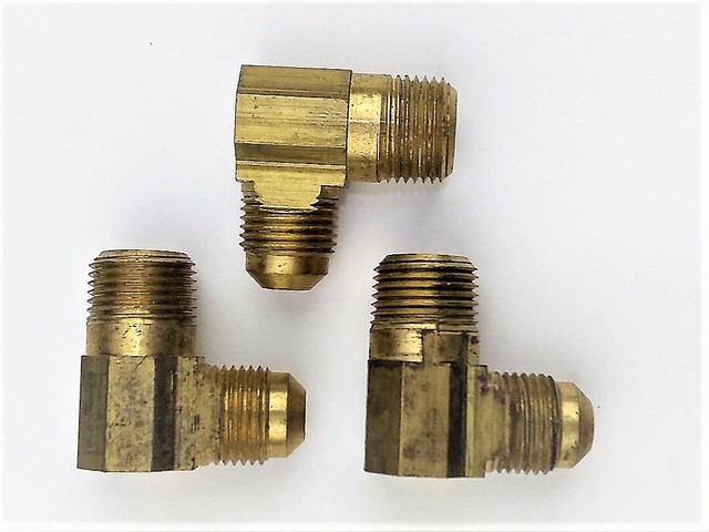 Three BrassCraft Flare X MIP Elbow 3 8 OD TUBE X 3 8 MIP Brass 