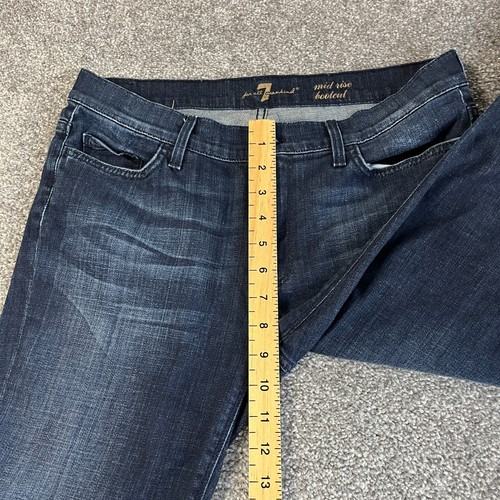 Womens Bootcut Jeans Mid Rise Stretch Dark Blue 7 For All Mankind W31 L30 - Picture 4 of 12