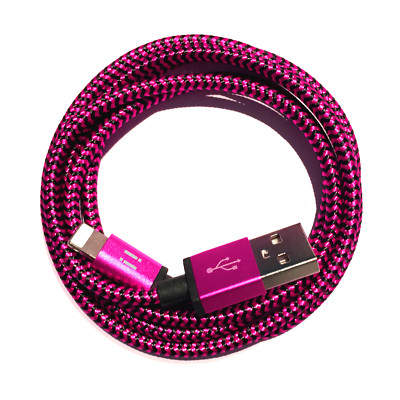 1m Premium NYLON USB Ladekabel für iPhone 13 Pro Max mini iPhone 12 X iPad pink
