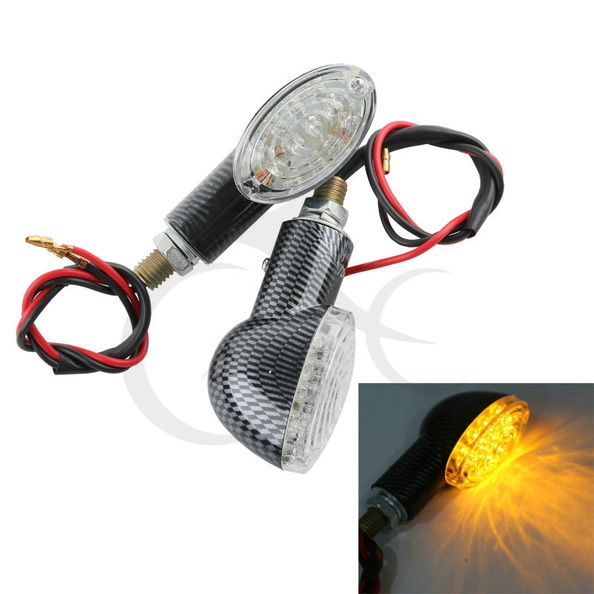 Carbon Fiber Universal Amber Light LED Turn Signal Light 12V For