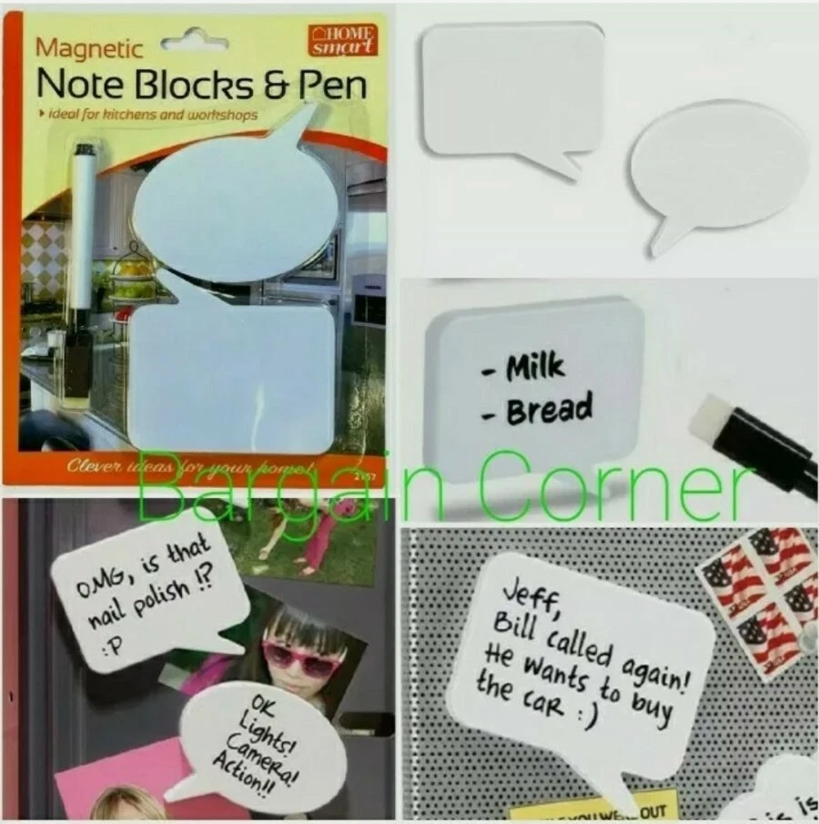 2Type Magnetic Dry Erase Fridge Magnet Note Memo Message Block Reusable With Pen - Image 2 of 4